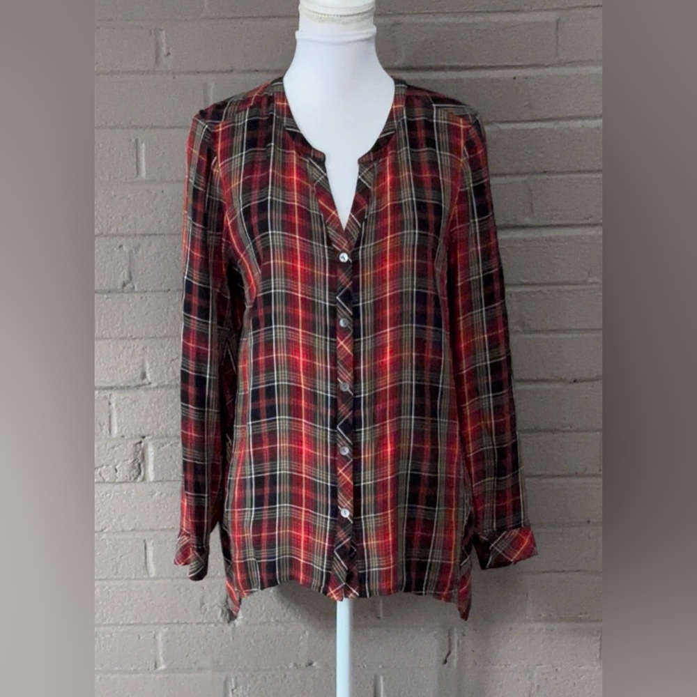 J.Jill Plaid Button-Up Shirt S